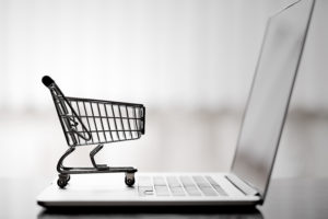 Shopping cart on laptop,online shopping and delivery service