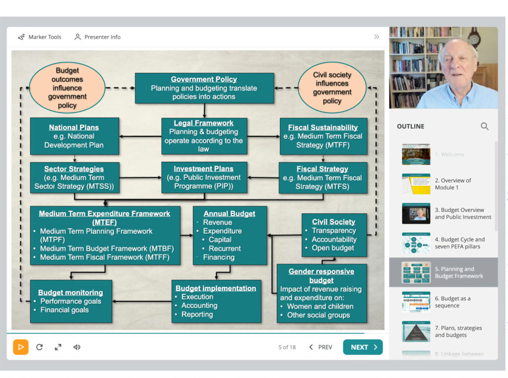 Screenshot van de cursus Diploma in Public Financial Management